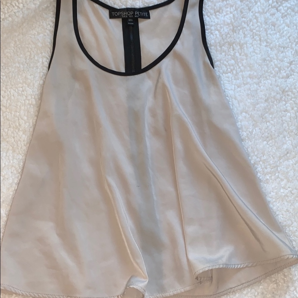 Topshop Petite Top With Zipper Down Back